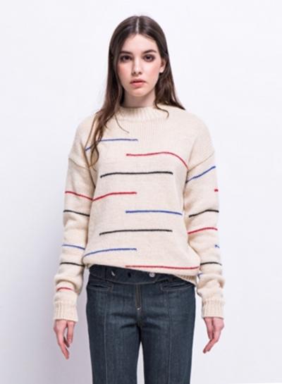 Oasap Women's Color Block Striped Print Pullover Sweater