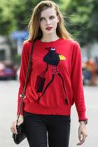 Oasap Modern Portrait Knitted Pullover Sweater