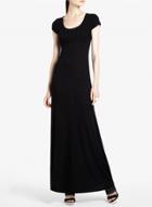 Oasap Scoop Neck Solid Color Short Sleeve Dress