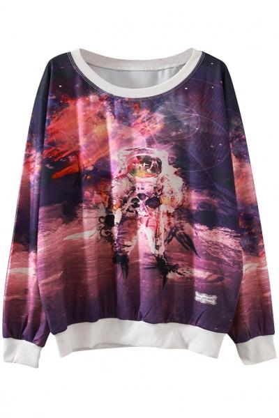 Oasap Stylish Galaxy Printed Pullover Sweatshirt