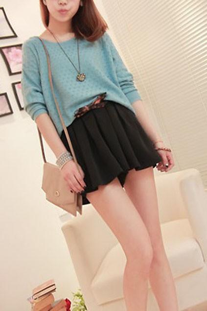 Oasap Retro Ruffled Skirt Shorts With High Waistline