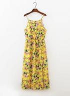 Oasap Floral Print Lace-up Slip Dress