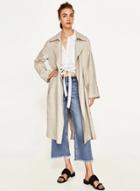 Oasap Solid Open Front Long Sleeve Trench Coat