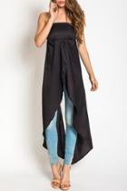 Oasap Hot Off-the-shoulder Zip Back High Low Chiffon Blouse