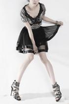Oasap High Sheer Three Layer Pleated Lace Skirt