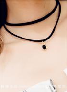 Oasap Black Round Crystal Necklace