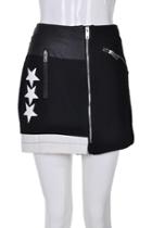 Oasap Stars Print Color Blocked Skirt