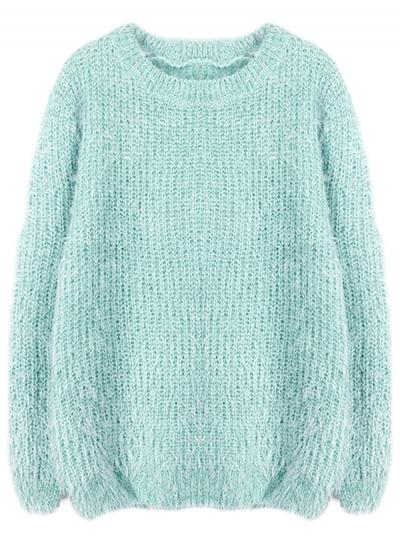 Oasap Casual Long Sleeves Round Neck Solid Mohair Sweater