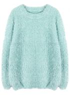 Oasap Casual Long Sleeves Round Neck Solid Mohair Sweater