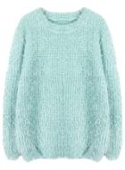 Oasap Casual Long Sleeves Round Neck Solid Mohair Sweater