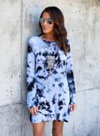 Oasap Fashion Long Sleeve Floral Backless Mini Dress