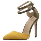 Oasap Pointed Toe High Stiletto Heels Ankle Buckle Pumps