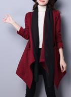 Oasap Long Sleeve Asymmetric Design Open Front Coat