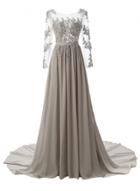 Oasap Elegant Rhinestone Lace Trim Scoop Back Prom Dress