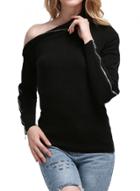 Oasap Half Collar Long Sleeve Solid Color Sweater