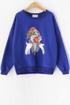 Oasap Cartoon Rabbit Fleece Sweatshirt