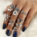 Oasap 12 Pieces Leaf Feather Round Finger Rings Multiple Sets Of Rings
