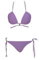 Oasap Lavender T-shaped Gold Accessorized Triangle Bikini