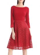 Oasap Women's Elegant Lace Paneled Round Neck Slim Fit Dress
