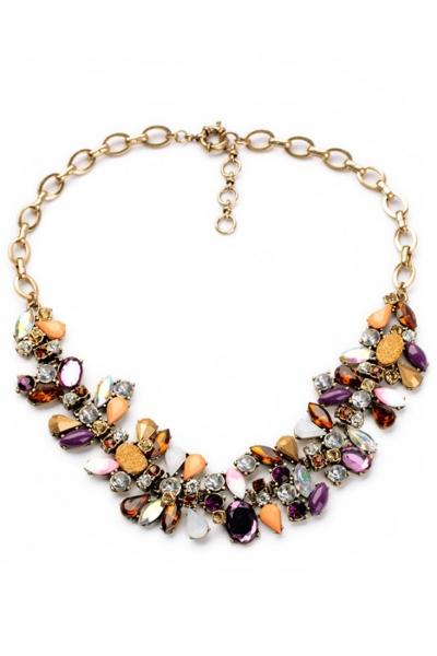 Oasap Water Drop Rhinestone Bib Necklace