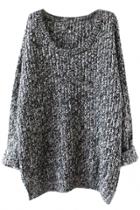 Oasap Oversized Scoop Neck Loose Fit Chunky Knit Sweater