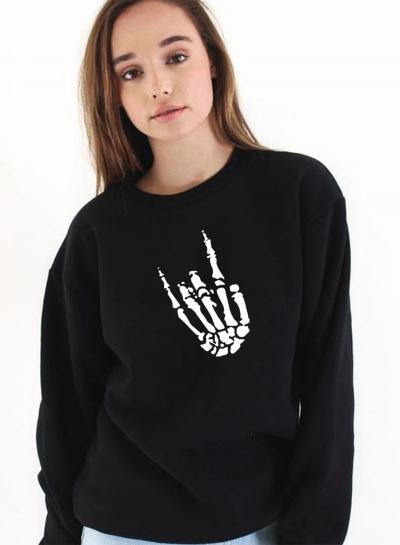 Oasap Fashion Halloween Skeleton Hand Sweatshirt
