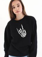 Oasap Fashion Halloween Skeleton Hand Sweatshirt