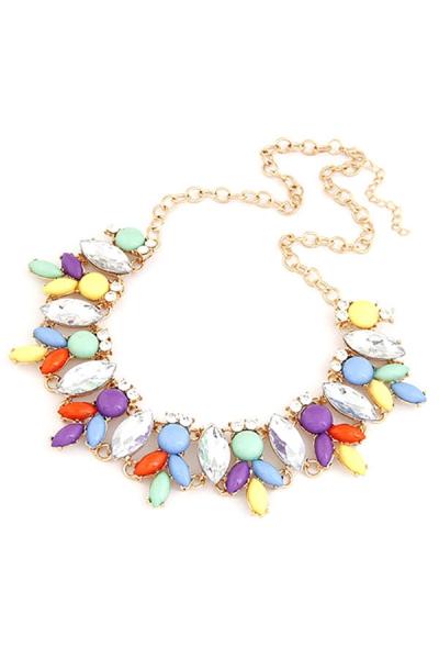 Oasap Leaf Faux Stone Necklace