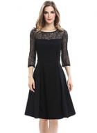 Oasap 3/4 Sleeve Lace Panel A-line Party Dress