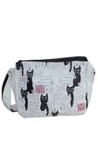 Oasap White And Black Cat Print Shoulder Bag