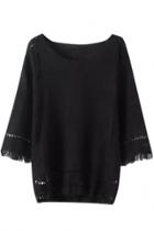 Oasap Concise Hollow Out Fringe Blouse