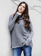 Oasap Solid Color Long Sleeve High Neck Pullover Sweater