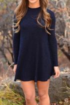 Oasap Modern Solid Color Long Sleeve Pullover Dress