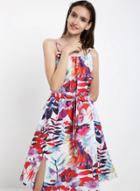 Oasap Leaf Print Sleeveless Slip Dress