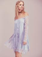 Oasap Off Shoulder Long Sleeve Mini Lace Dress