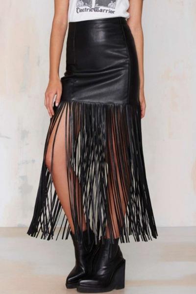 Oasap Chic Tassel High Waist Skirt