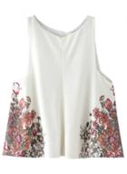 Oasap Women's Sweet Floral Print Round Neck Sleeveless Top