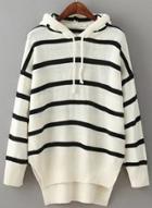 Oasap Hooded Striped Long Sleeve Sweater