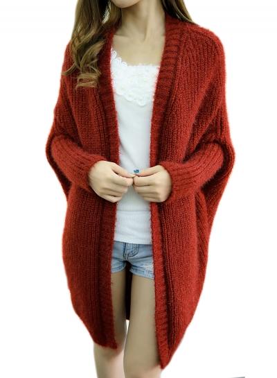 Oasap Women's Batwing Sleeve Open Front Knitted Sweater Cardigan