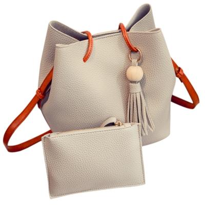 Oasap Pu 2 Piece Bucket Shoulder Bag With Tassel