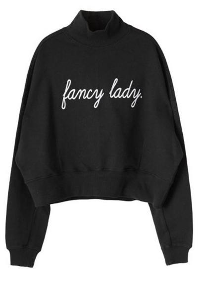 Oasap Turtle Neck Fancy Lady Sweatshirt