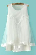Oasap Sweet Solid Sleeveless Double Layered Blouse
