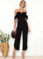 Oasap Sexy Wrapped Chest Backless Lace Jumpsuit