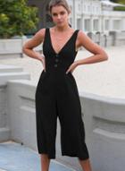 Oasap Fashion Sexy Loose Strap Backless Lace-up V Neck Jumpsuits