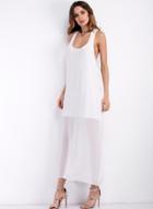 Oasap Lace Panel Mesh Slip Maxi Dress