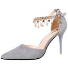 Oasap Pointed Toe Ankle Strap Stiletto Heels Snadals With Metal Chain
