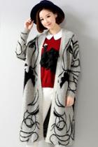 Oasap Chic Abstract Figure Overlength Cardigan Sweater