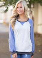 Oasap Round Neck Color Block Long Sleeve Pullover Sweatshirt