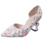 Oasap Pointed Toe Slip-on High Heels Floral Pumps