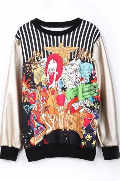 Oasap Cartoon Mcdonald's Paneled Sweatshirt